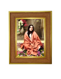 Anandamayi Ma Photo Frame 12x16 Inches-Brown Wooden Frame For Home, Office & Temple Decoration And Gifting (F6392)