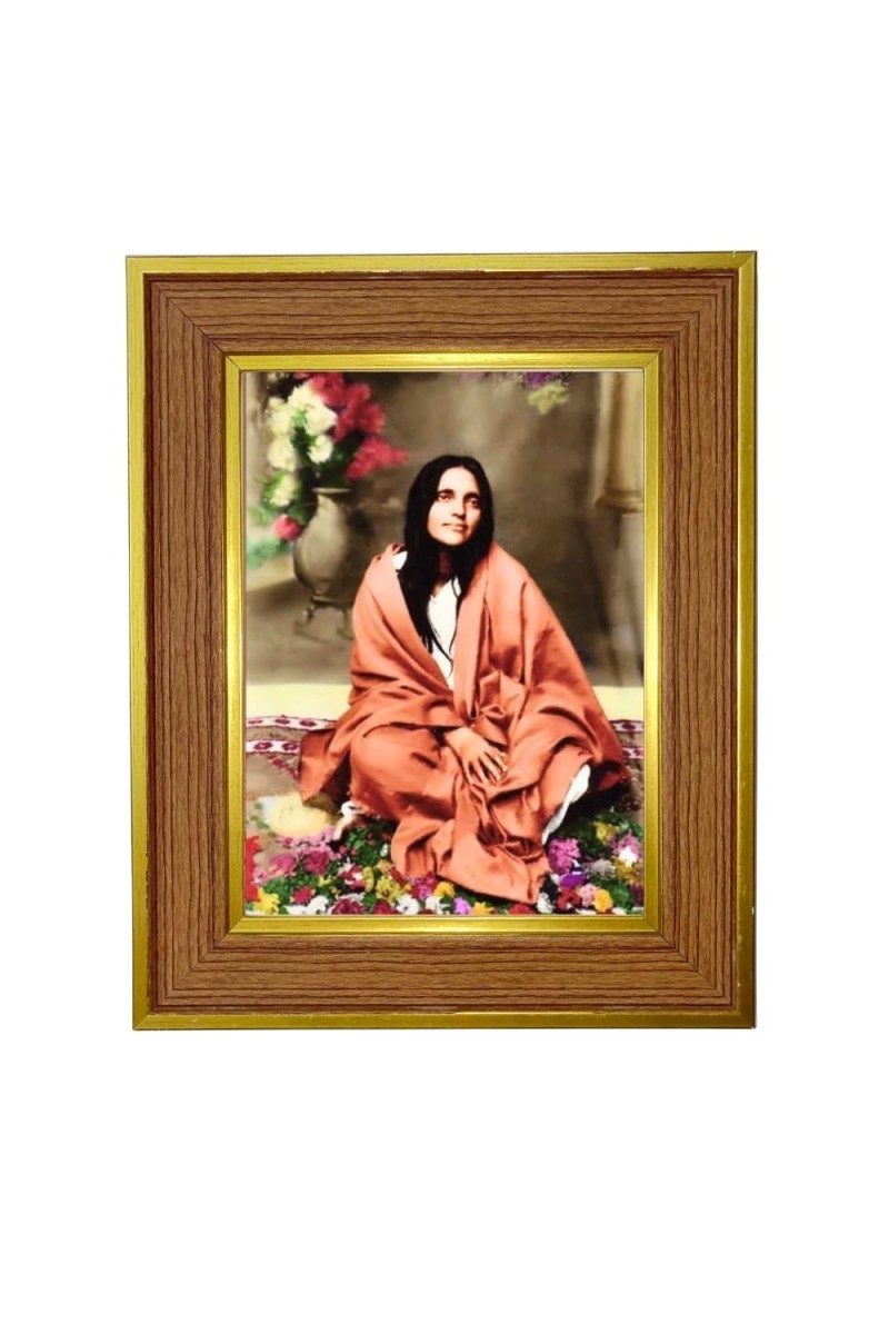 Anandamayi Ma Photo Frame 12x16 Inches-Brown Wooden Frame For Home, Office & Temple Decoration And Gifting (F6392)