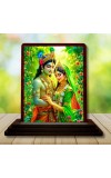 Car Desk/Table Top Lord Radha Krishna Wooden Photo Stand â€“ 3x4 Inches, Compact & Stylish Spiritual Display For Car, Home & Office (Pack Of 1) (F15126)