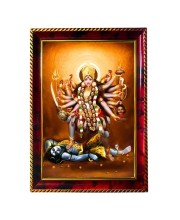 Maa Kali Photo Frame For Wall & Table | 7x9 Inch Golden Cherry Finish | Decorative Maa Kali Photo Frame For Home, Office & Pooja Room (F11576)
