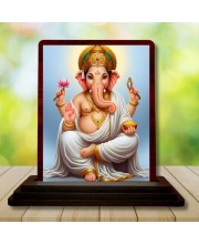 Car Desk/Table Top Lord Ganesha Wooden Photo Stand â€“ 3x4 Inches, Compact & Stylish Spiritual Display For Car, Home & Office (Pack Of 1) (F15162)