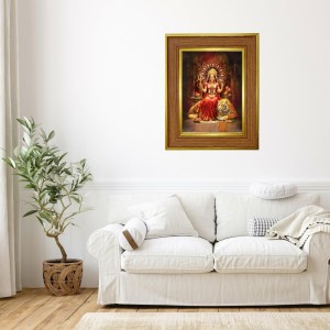 Godess Durga Photo Frame 10x14 Inches-Brown Wooden Frame For Home, Office & Temple Decoration And Gifting (F6260)