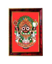 God Jagannath Photo Frame For Wall & Table | 7x9 Inch Golden Cherry Finish | Decorative God Jagannath Photo Frame For Home, Office & Pooja Room (F11334)