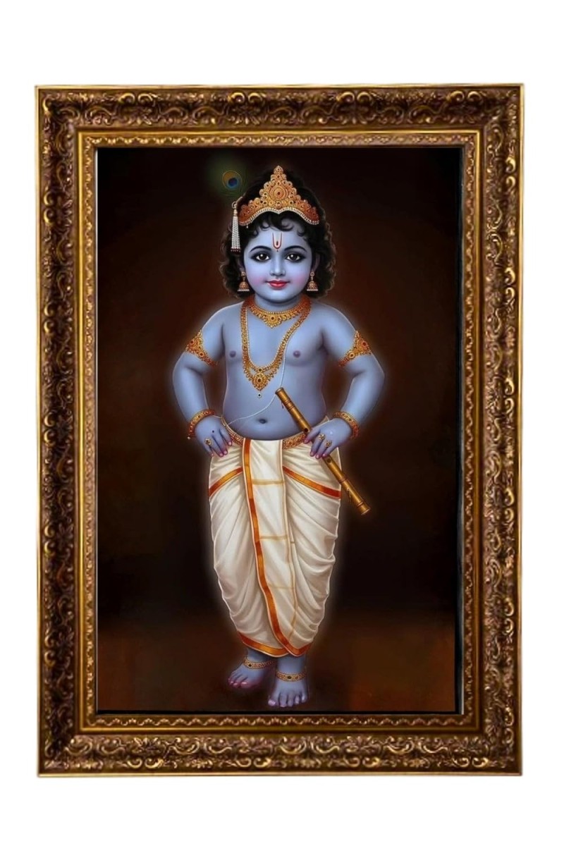 Little Krishna Big Photo Frame - 20x28 Inches For Home,Temple & Office Decoration (F11200)