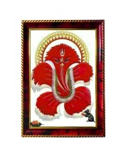 Lord Ganesha Photo Frame For Wall & Table | 7x9 Inch Golden Cherry Finish | Decorative Lord Ganesha Photo Frame For Home, Office & Pooja Room (F11331)
