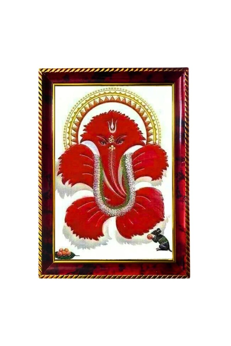 Lord Ganesha Photo Frame For Wall & Table | 7x9 Inch Golden Cherry Finish | Decorative Lord Ganesha Photo Frame For Home, Office & Pooja Room (F11331)