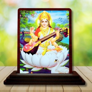 Car Desk/Table Top Goddess Saraswathi Wooden Photo Stand 3x4 Inches, Compact & Stylish Spiritual Display For Car, Home & Office (Pack Of 1) (F14137) Car Desk/Table Top Goddess Saraswathi Wooden Photo Stand 3x4 Inches, Compact & Stylish Spiritual Display For Car, Home & Office (Pack Of 1) (F14137)