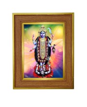 Kali Maa Photo Frame 10x14 Inches-Brown Wooden Frame For Home, Office & Temple Decoration And Gifting (F6293)