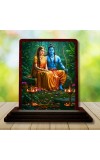 Car Desk/Table Top Lord Rama And Sita Wooden Photo Stand 3x4 Inches, Compact & Stylish Spiritual Display For Car, Home & Office (Pack Of 1) (F14331)
