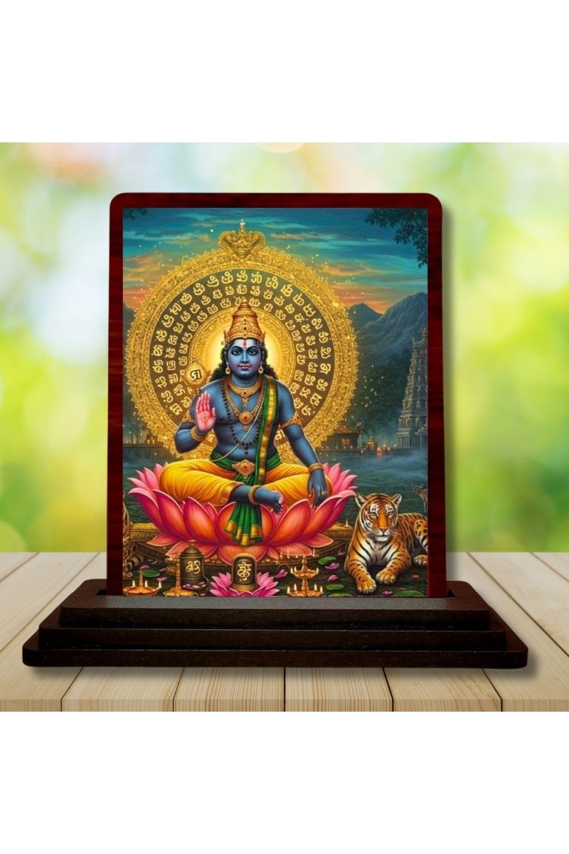 Car Desk/Table Top Lord Surya Deva Wooden Photo Stand 3x4 Inches, Compact & Stylish Spiritual Display For Car, Home & Office (Pack Of 1) (F14459)