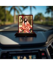 Car Desk/Table Top Anandamayi Wooden Photo Stand 3x4 Inches, Compact & Stylish Spiritual Display For Car, Home & Office (Pack Of 1) (F14476)