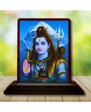 Car Desk/Table Top Lord Shiva Wooden Photo Stand â€“ 3x4 Inches, Compact & Stylish Spiritual Display For Car, Home & Office (Pack Of 1) (F15101)