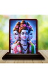 Car Desk/Table Top Lord Dattatreya Wooden Photo Stand 3x4 Inches, Compact & Stylish Spiritual Display For Car, Home & Office (Pack Of 1) (F14164)