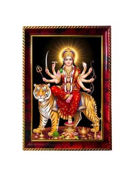 Maa Kali Photo Frame For Wall & Table | 7x9 Inch Golden Cherry Finish | Decorative Maa Kali Photo Frame For Home, Office & Pooja Room (F11653)