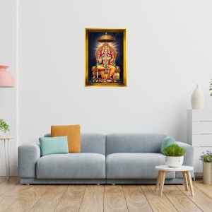 Mata Lakhsmi Golden Photo Frame - 14x18 Inches | Elegant Wooden Frame For Home, Office & Temple Decoration | Spiritual Wall & Table Decor And Gift Item (F9762)