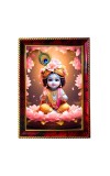 Little Krishna Photo Frame For Wall & Table | 7x9 Inch Golden Cherry Finish | Decorative Little Krishna Photo Frame For Home, Office & Pooja Room (F11648)
