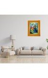 Goddess Radha And Krishna Photo Frame 10x14 Inches-Brown Wooden Frame For Home, Office & Temple Decoration And Gifting (F6437)