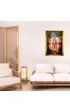 Lord Vishnu Golden Photo Frame - 16x20 Inches | Elegant Wooden Frame For Home, Office & Temple Decoration | Spiritual Wall & Table Decor And Gift Item (F9722)