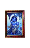 Lord Sri Krishna Photo Frame For Wall & Table | 7x9 Inch Golden Cherry Finish | Decorative Lord Sri Krishna Photo Frame For Home, Office & Pooja Room (F11381)