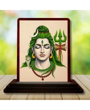 Car Desk/Table Top Lord Shiva Wooden Photo Stand â€“ 3x4 Inches, Compact & Stylish Spiritual Display For Car, Home & Office (Pack Of 1) (F15116)