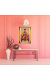 Lord Krishna Golden Photo Frame - 10x14 Inches | Elegant Wooden Frame For Home, Office & Temple Decoration | Spiritual Wall & Table Decor and Gift Item