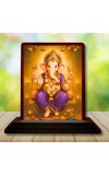 Car Desk/Table Top Lord Ganesha Wooden Photo Stand 3x4 Inches, Compact & Stylish Spiritual Display For Car, Home & Office (Pack Of 1) (F14513)