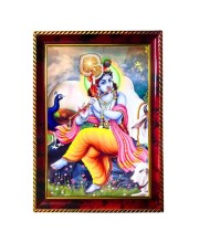 God Sri Krishna Photo Frame For Wall & Table | 7x9 Inch Golden Cherry Finish | Decorative God Sri Krishna Photo Frame For Home, Office & Pooja Room (F11519)