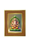 Lord Ganesha Ji Photo Frame 10x14 Inches-Brown Wooden Frame For Home, Office & Temple Decoration And Gifting (F6242)