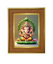 Lord Ganesha Ji Photo Frame 10x14 Inches-Brown Wooden Frame For Home, Office & Temple Decoration And Gifting (F6242)