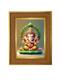 Lord Ganesha Ji Photo Frame 18x22 Inches-Brown Wooden Frame For Home, Office & Temple Decoration And Gifting (F6242)