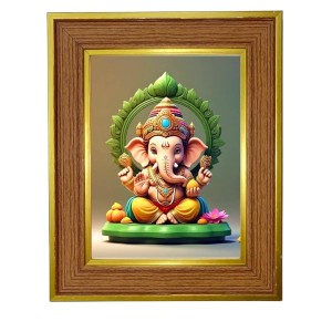 Lord Ganesha Ji Photo Frame 18x22 Inches-Brown Wooden Frame For Home, Office & Temple Decoration And Gifting (F6242)