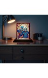 Car Desk/Table Top Radha Krishna Wooden Photo Stand 3x4 Inches, Compact & Stylish Spiritual Display For Car, Home & Office (Pack Of 1) (F14224)