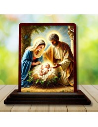 Car Desk/Table Top Jesus Child Wooden Photo Stand 3x4 Inches, Compact & Stylish Spiritual Display For Car, Home & Office (Pack Of 1) (F14502)