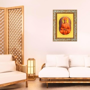 Swami VIvekananda Spiritual Guru Digital Photo In Designer Frame, Size 10x16 Inch | Hindu Religious Picture For Home Temple, Office & Gift | Wall Art & Pooja Decor (F10418)