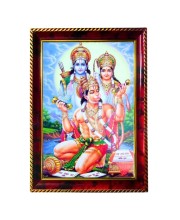 Rama Sita Hanuman Photo Frame For Wall & Table | 7x9 Inch Golden Cherry Finish | Decorative Rama Sita Hanuman Photo Frame For Home, Office & Pooja Room (F11843)