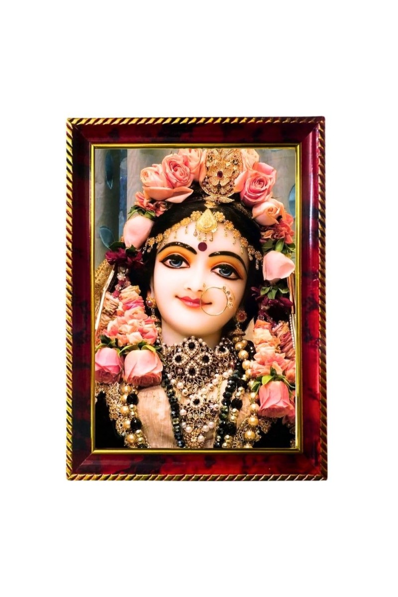 Goddess Radha Rani Photo Frame For Wall & Table | 7x9 Inch Golden Cherry Finish | Decorative Goddess Radha Rani Photo Frame For Home, Office & Pooja Room (F11300)