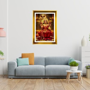 Mata Lakhsmi Golden Photo Frame - 18x22 Inches | Elegant Wooden Frame For Home, Office & Temple Decoration | Spiritual Wall & Table Decor And Gift Item (F9564)