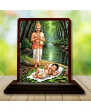 Car Desk/Table Top Lord Nilkanth Varni Swaminarayan Wooden Photo Stand â€“ 3x4 Inches, Compact & Stylish Spiritual Display For Car, Home & Office (Pack Of 1) (F15150)