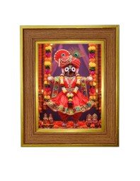 Swami Jaganaath Photo Frame 16x20 Inches-Brown Wooden Frame For Home, Office & Temple Decoration And Gifting (F6258)
