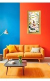 Divine Krishna Digital Golden Color Photo Frame | Hindu Religious Wall Decor | 8x15 Inches - Inspirational Wall Art For Office, Home Decor - Ideal Spiritual Gift (F10310)