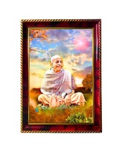 Swami Srila Prabhupada Ji Photo Frame For Wall & Table | 7x9 Inch Golden Cherry Finish | Decorative Swami Srila Prabhupada Ji Photo Frame For Home, Office & Pooja Room (F11522)