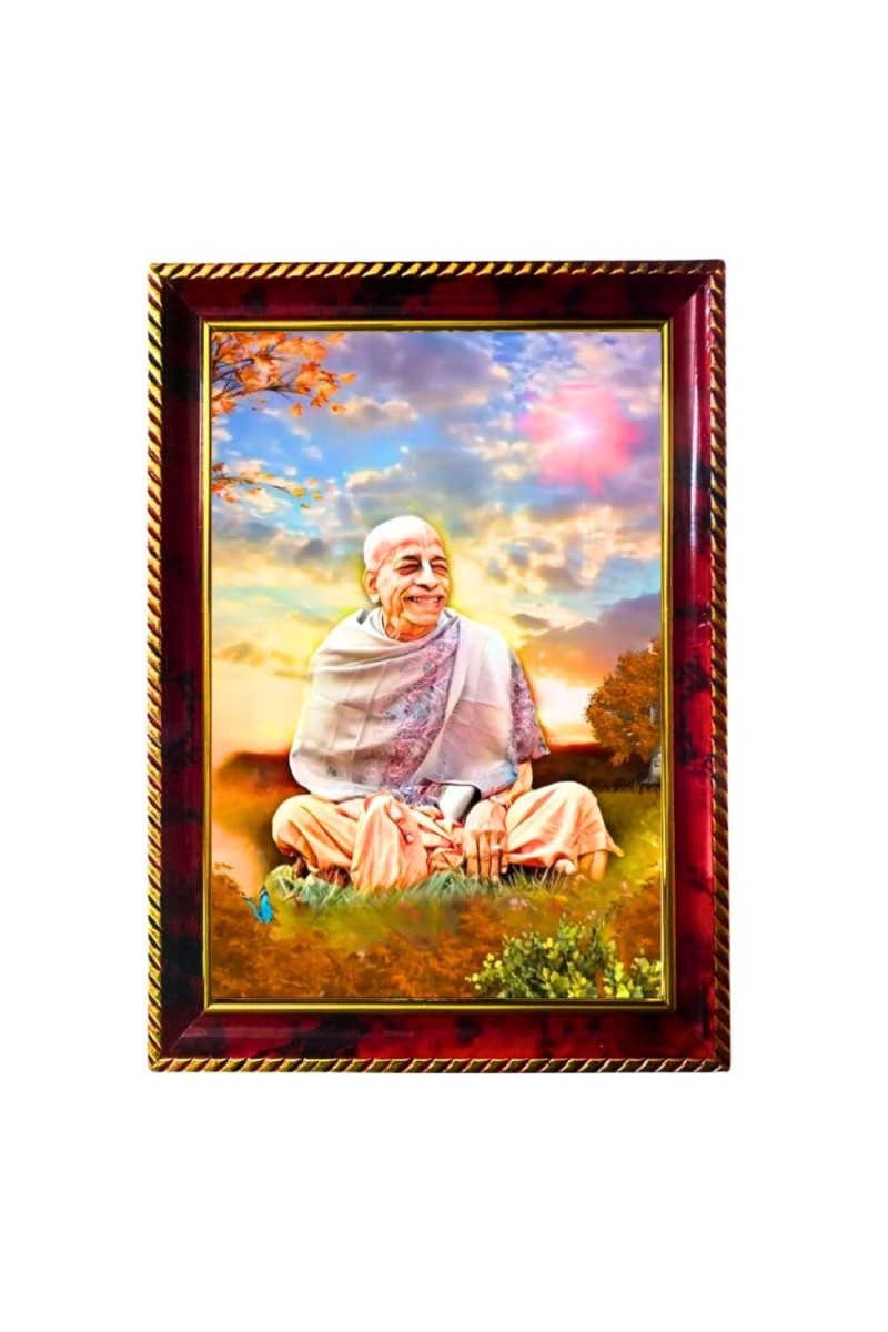 Swami Srila Prabhupada Ji Photo Frame For Wall & Table | 7x9 Inch Golden Cherry Finish | Decorative Swami Srila Prabhupada Ji Photo Frame For Home, Office & Pooja Room (F11522)