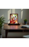 Car Desk/Table Top Lord Radha Krishna Wooden Photo Stand â€“ 3x4 Inches, Compact & Stylish Spiritual Display For Car, Home & Office (Pack Of 1) (F15170)