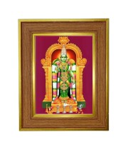 Goddess Meenakshii Photo Frame 10x14 Inches-Brown Wooden Frame For Home, Office & Temple Decoration And Gifting (F6267)