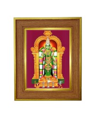Goddess Meenakshii Photo Frame 10x14 Inches-Brown Wooden Frame For Home, Office & Temple Decoration And Gifting (F6267)