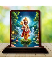 Car Desk/Table Top Lord Karthikeya Wooden Photo Stand 3x4 Inches, Compact & Stylish Spiritual Display For Car, Home & Office (Pack Of 1) (F14316)