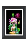 Buddha Statue Blooming Lotus Flowers Photo Wall & Table Frame | 18x22 Inch Black Designer | Perfect For Gifting & Home Decor (F9609)