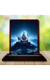 Car Desk/Table Top Lord Shiva Wooden Photo Stand 3x4 Inches, Compact & Stylish Spiritual Display For Car, Home & Office (Pack Of 1) (F14308)