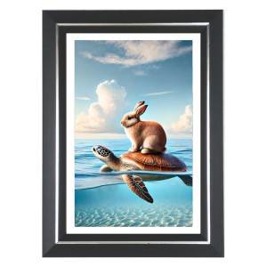 Rabbit And Tortoise Photo Wall & Table Frame | 18x22 Inch Black Designer | Perfect For Gifting & Home Decor (F9640) Rabbit And Tortoise Photo Wall & Table Frame | 18x22 Inch Black Designer | Perfect For Gifting & Home Decor (F9640)