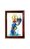 Om Symbol With Thrishul Photo Frame For Wall & Table | 7x9 Inch Golden Cherry Finish | Decorative Om Symbol With Thrishul Photo Frame For Home, Office & Pooja Room (F11671)